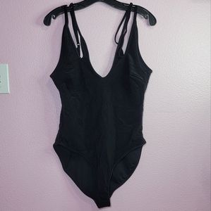 ASOS DESIGN crinkle low back swimsuit / 12.